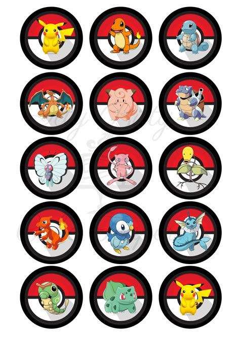 Pokemon Cupcake Toppers SVG H1: Pokémon Cupcake Toppers SVG: Elevate Your Party With Iconic Character Charm