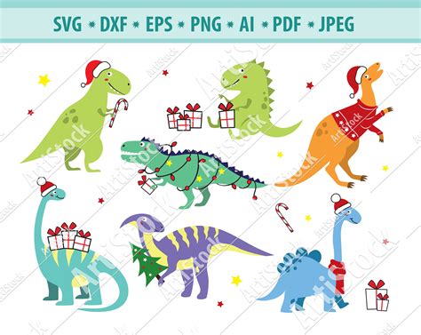 Dinosaur Christmas SVG Dinosaur Christmas SVG: Unleash The Prehistoric Festivities