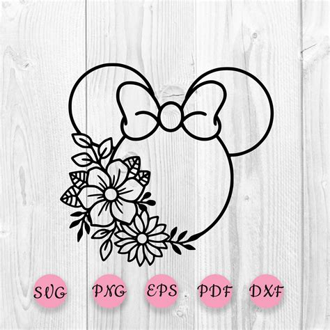 Minnie Mouse Floral SVG Minnie Mouse Floral SVG: Adorn Your Creations With Iconic Disney Charm