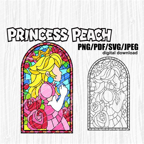 Princess Peach Stained Glass SVG Princess Peach Stained Glass SVG: An Exquisite Artistic Creation