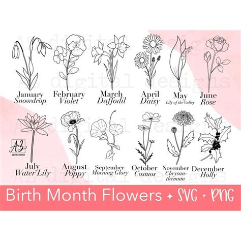 Free Birth Month Flower SVG