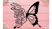 Butterfly With Flowers SVG