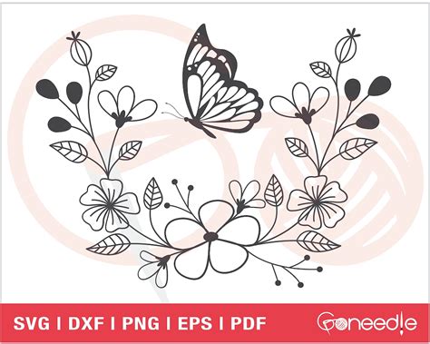 Flower And Butterfly SVG