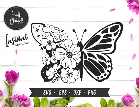 Butterfly And Flower SVG Free