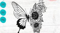 Sunflower Butterfly SVG Free