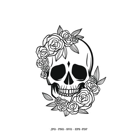 Flower Skull SVG