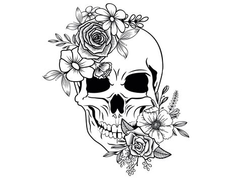 Skull And Flower SVG