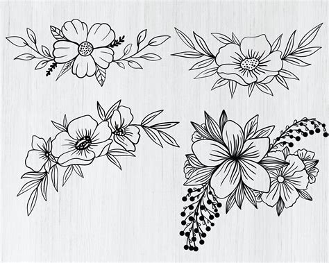 Flower Line SVG