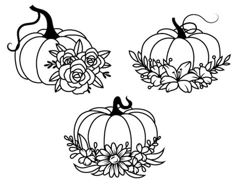 Pumpkin With Flowers SVG