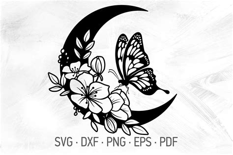 Moon And Flowers SVG