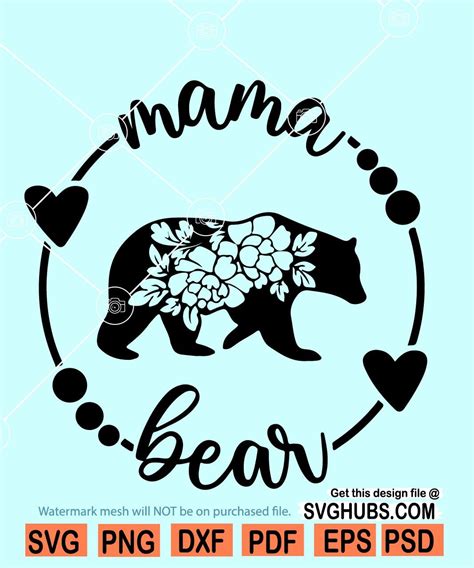 Mama Bear With Flowers SVG