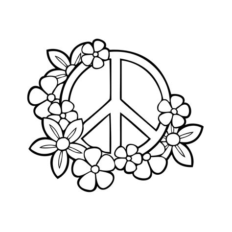 Peace Sign With Flowers SVG