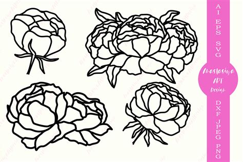 Peony Flower SVG‪