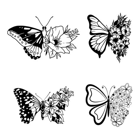 Half Butterfly Half Flower SVG