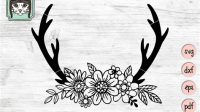 Antler With Flowers SVG