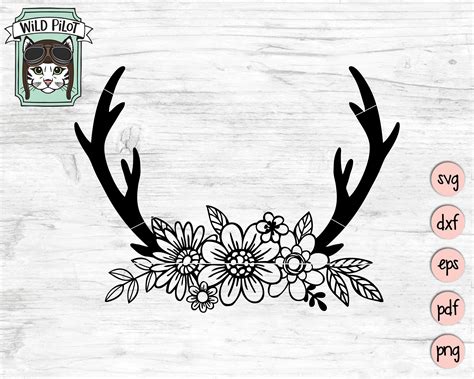 Antler With Flowers SVG