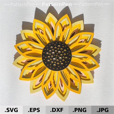 3d Sunflower SVG Free