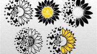 Sunflower And Butterflies SVG