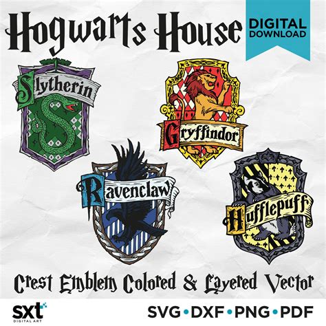 Harry Potter School Crests SVG Harry Potter School Crests SVG: A Magical Collection Of Hogwarts House Emblems